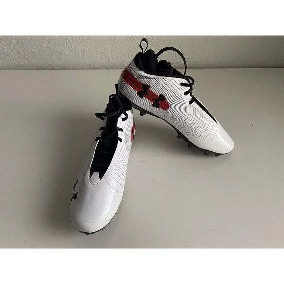 Under Armour UA Football Cleats Red 3021059-059 Men’s Size 13 White Red Black - Picture 1 of 12